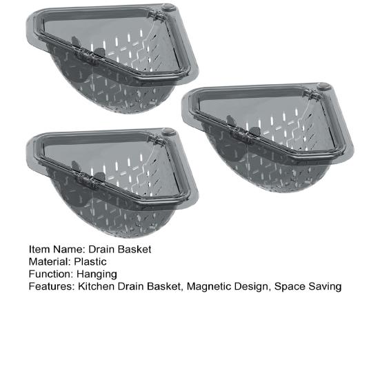 Magnetic Corner Sink Basket Triangular Kitchen Sink Strainer Easy Cleaning Drain Catcher for Food Scraps