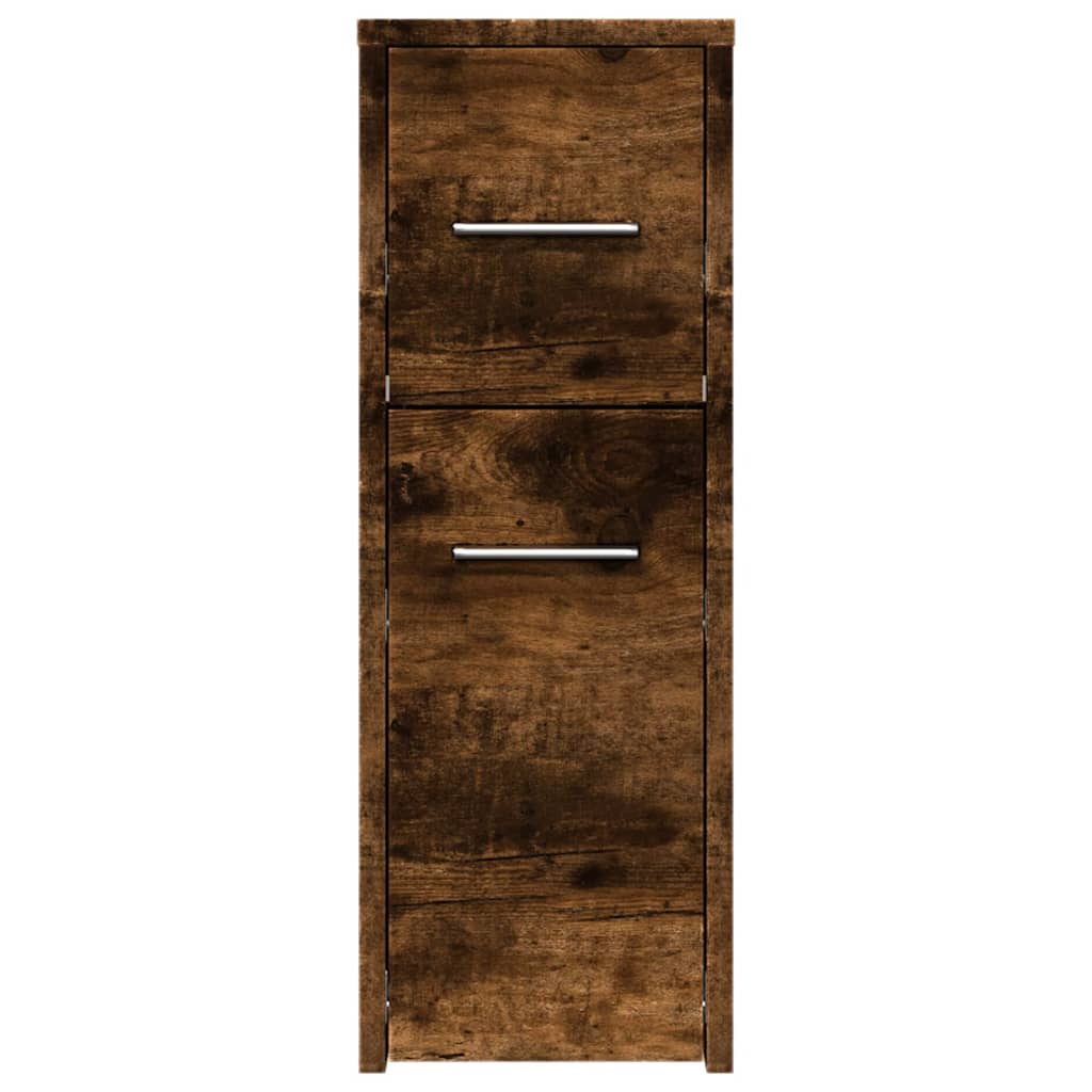 Narrow Bathroom Cabinet with Casters Smoked Oak Wood Based Material