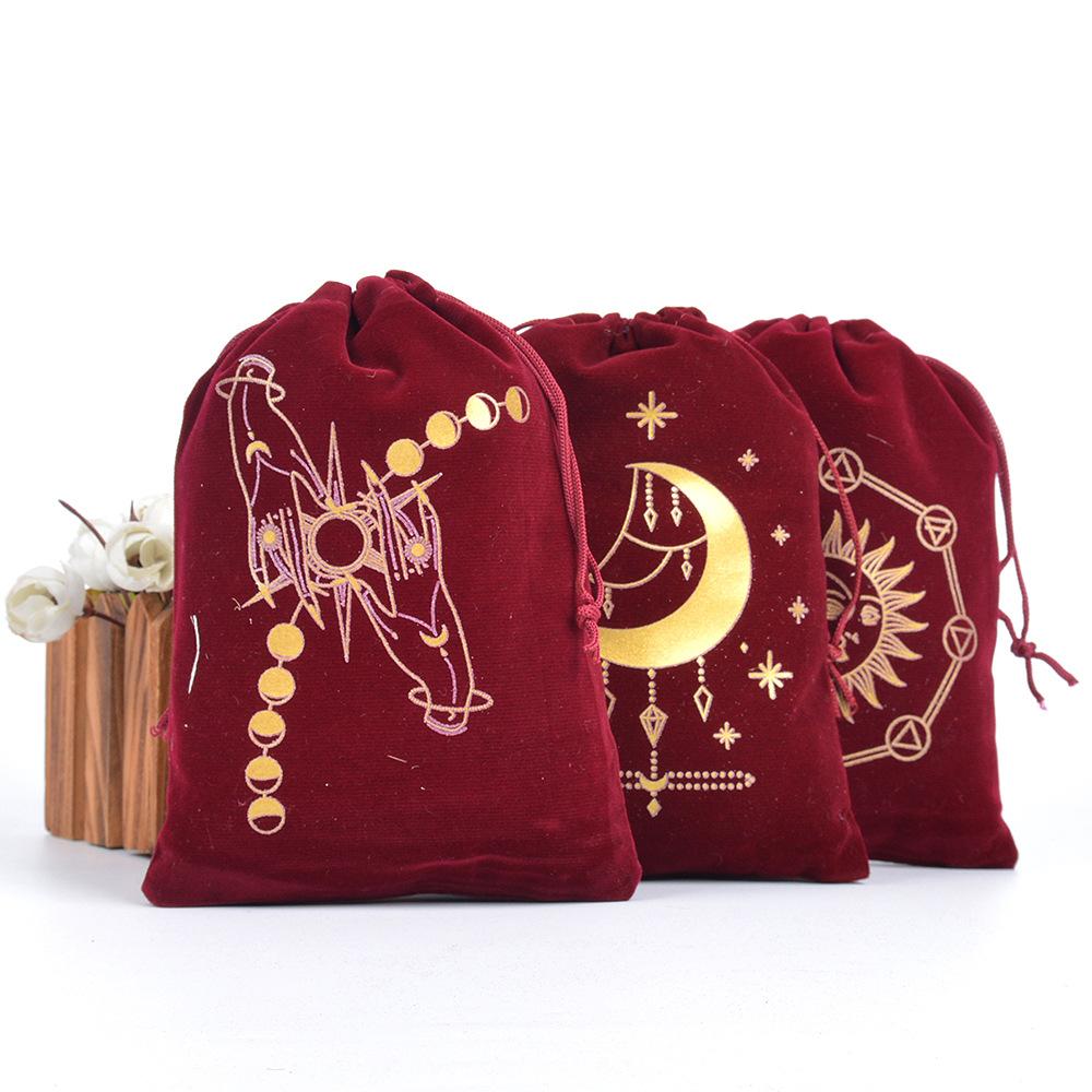 9 ks Sametový stahovací sáček na tarotové karty Sáček na uložení tarotových předmětů Sametový sáček se stahovací šňůrkou pro balení dárků na šperky z křišťálu
