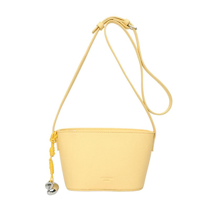 2025 New Niche Design Simple Wind Lychee Pattern Bucket Bag Casual Versatile Korean Sweet Wind Messenger Women's Bag
