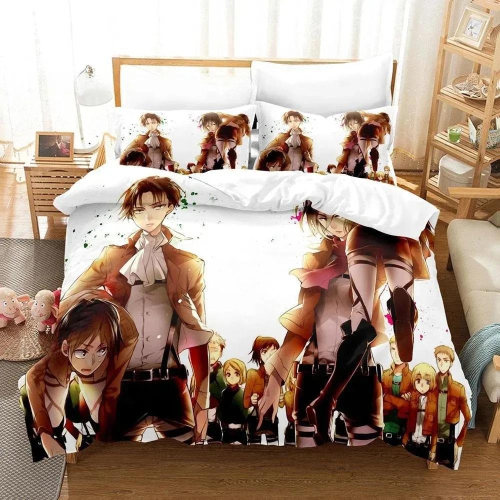 3D Print Anime Bed Sheet Attack On Titan Bedding Set Single Twin Full Queen King Size Bed Set Adult Kid Bedroom Duvetcover Sets