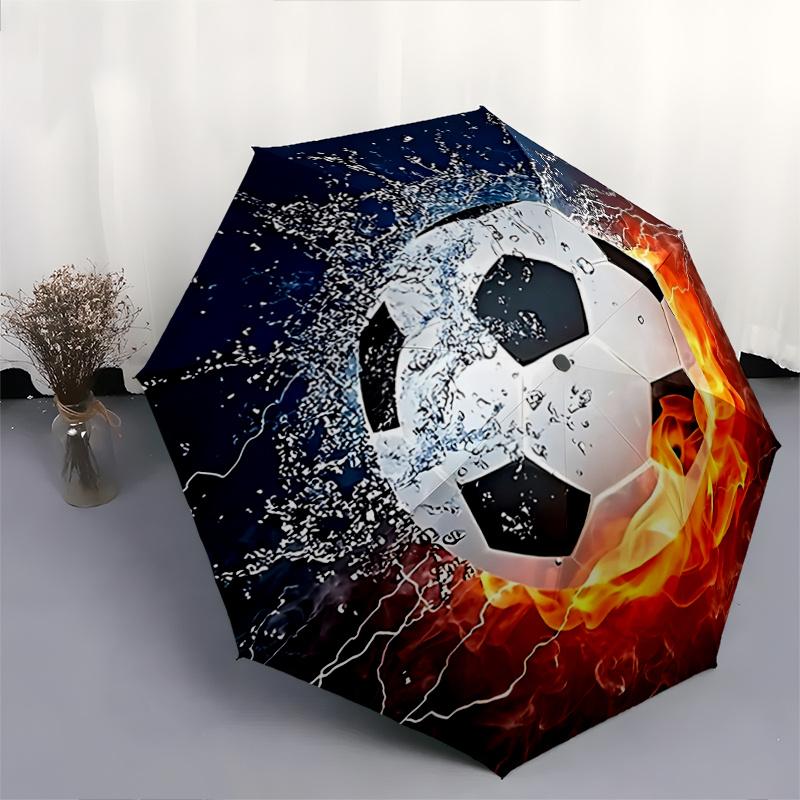 1 pièce Ballon de Football Électrique avec Conception Pliante à Ouverture Automatique, Parapluie d'Extérieur à Structure en Fer à 8 Bâtons, Cadeau Parfait pour les Fans, les Voyageurs, Usage Quotidien,