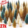 3 Sizes Mini Christmas Trees Artificial Christmas Trees Bottle Brush with Wooden Base Christmas Party Home Table Decor Craft