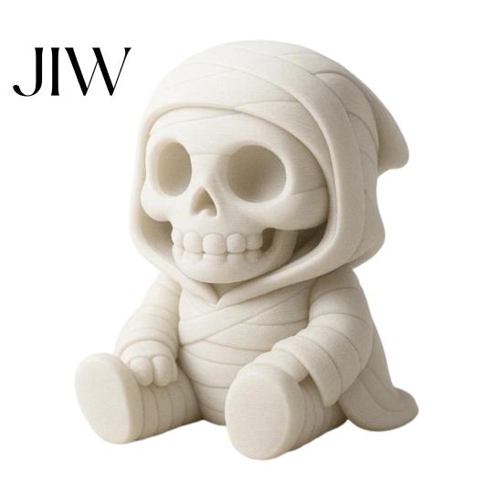 DIY Craft for Kids 3D Printed Halloween Mummy Figurine, Blank Paintable Bandage Ghost Pumpkin Statue, Unique Project Mini Desktop Ornament Window Yard