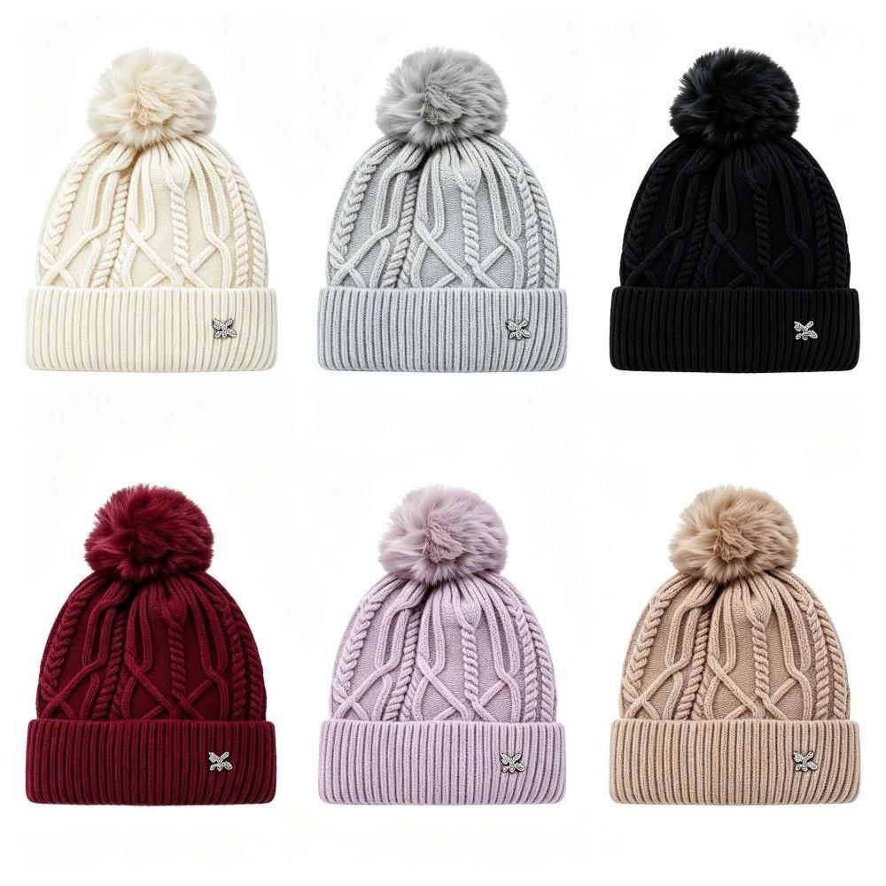 Warm Winter Hat Ear Protection Pompoms Hat Casual Crochet Women's Hat Outdoor