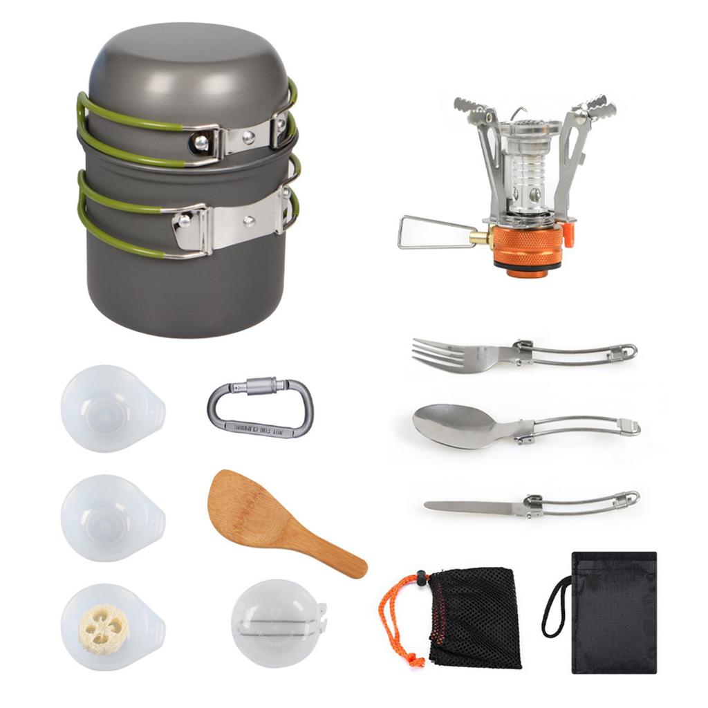 Outdoor Gas Burners Stove Tourist Pots Set Outdoor Cooking Utensils Camping Cookware Kits Folding Utensils Stove Set