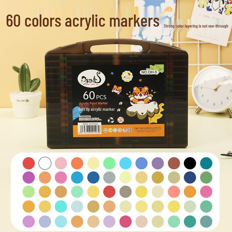 Top Tiger Acrylic Brush Marker Set for Kids - Soft Tip, Overlapping Colors, Little Black Box
