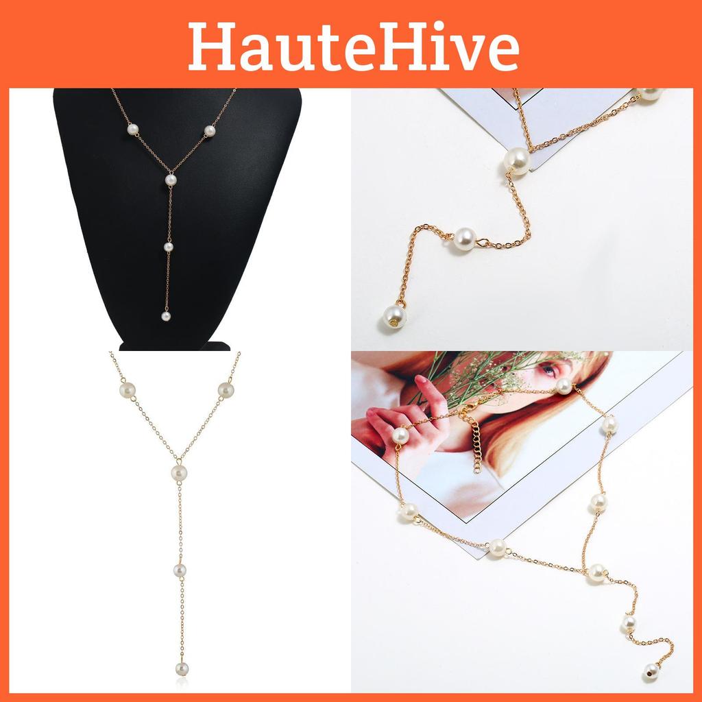 Long Pearl Necklace For Women With Geometric Style And Water Wave Chain For Travel And Special Occasions