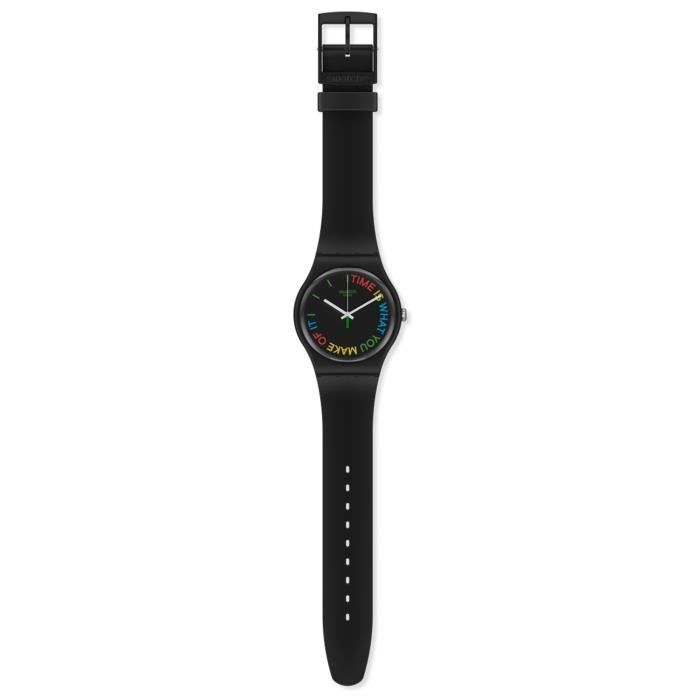 Montre - SWATCH - Freetid - Bracelet en silicone - Cadran noir - Mouvement à quartz