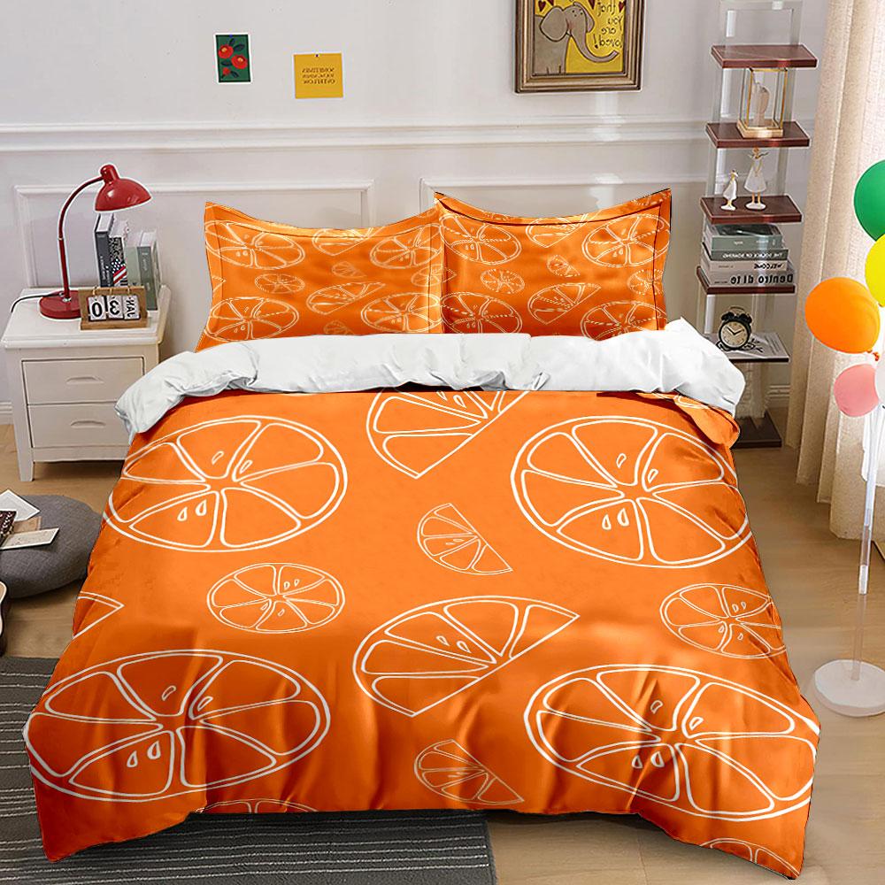 Set Biancheria da Letto Frutta Agrumata Arancia Copripiumino Federe (1 * Copripiumino 2 * Federe, senza piumino)