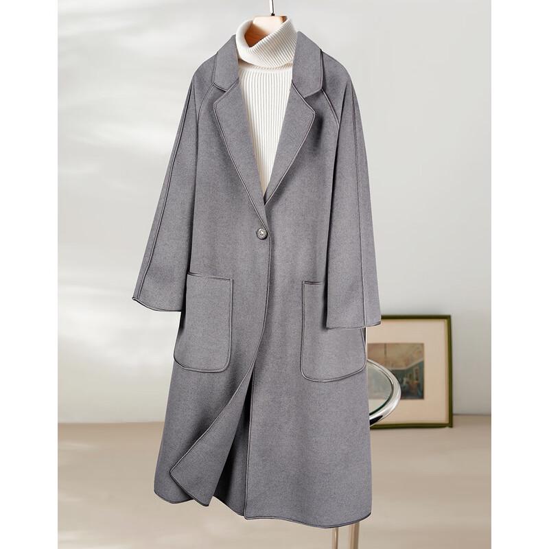 Demana Women's Single-Button Lapel Double-faced Wool Coat