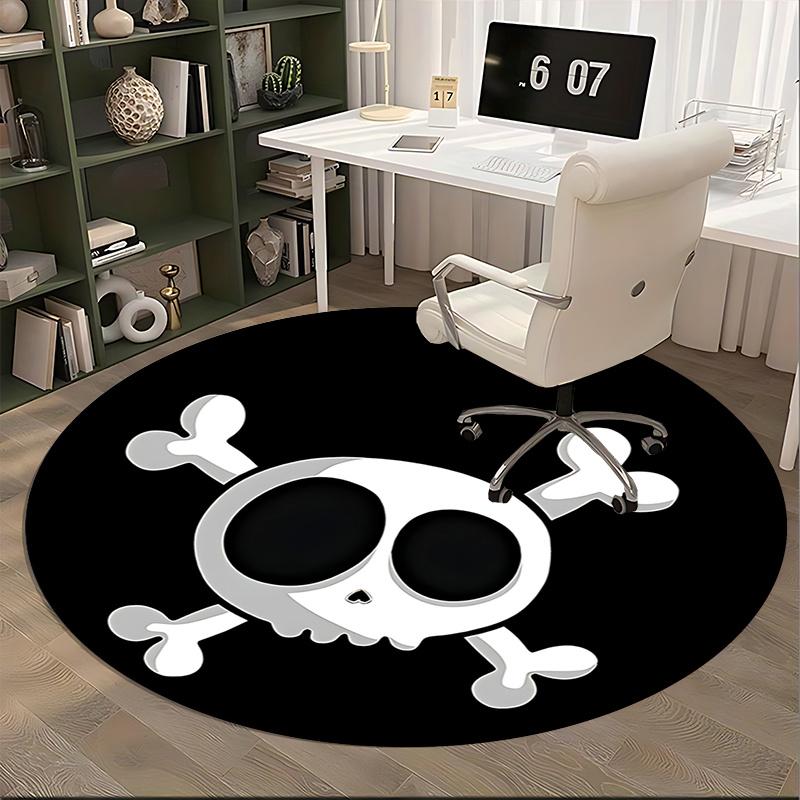 Totenkopf und gekreuzte Knochen Stuhlmatte - Runder Teppich für Heimdekoration, Bürogebrauch, Schlafzimmer, Wohnzimmer, Geschenkidee0489b