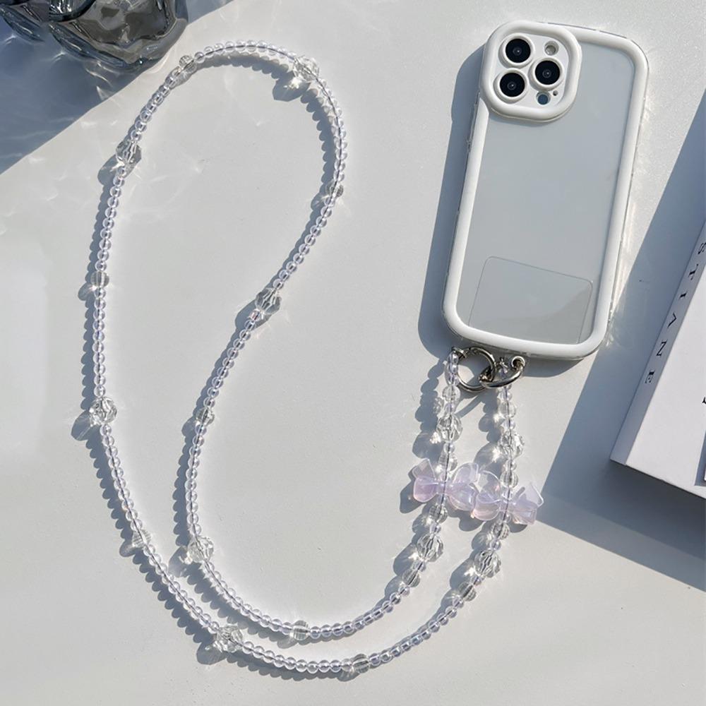 Cute Bowknot Beaded Bowknot Phone Strap Anti-lost Universal Beaded Phone Lanyard Hanging Decoration Wallet Chain Phone