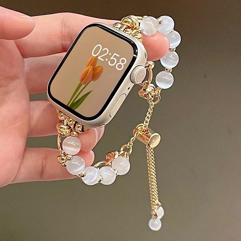 

Металлический ремешок для Apple Watch Uitra 8 7 49 мм 45 мм 44 мм Роскошный жемчужный браслет для iWatch Series 6 5 SE 42 мм 40 мм 38 мм Ремешок 42mm