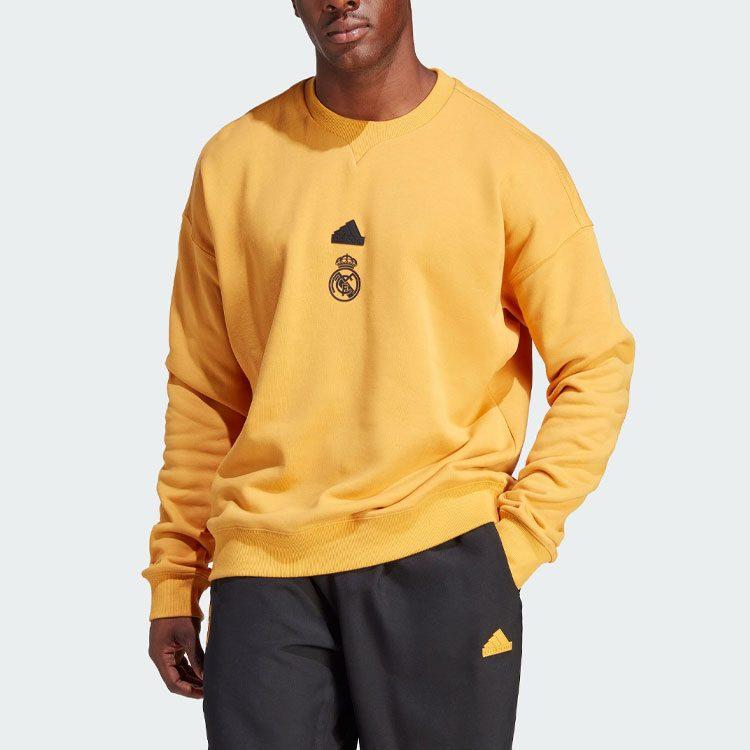 Adidas Real Madrid Sweatshirts Men's Yellow Crew Neck Moderate Regular HY0631