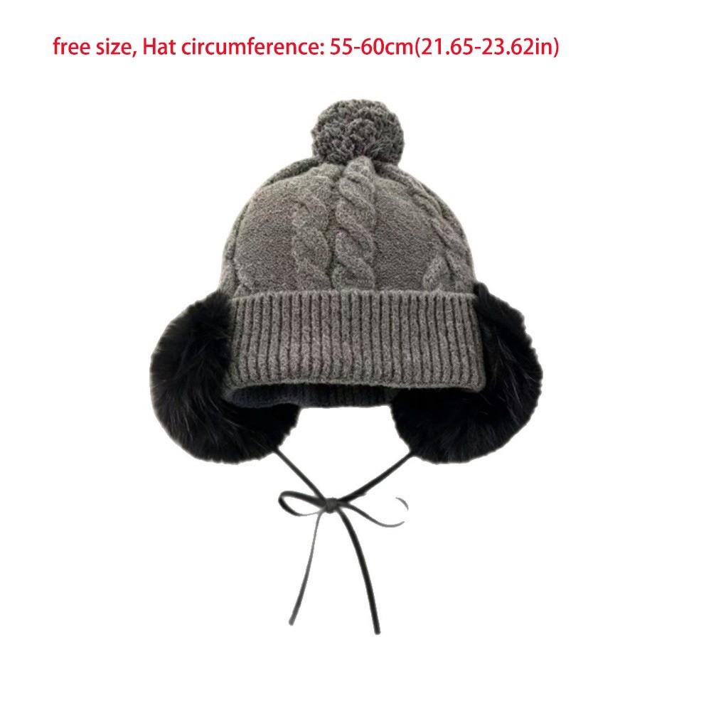 Large Head Circumference Faux Fur Beanie Faux Fur Ear Flaps Thermal Winter Hat Women Outdoor Use