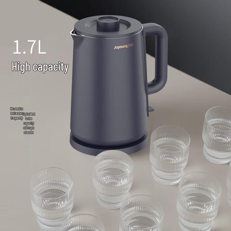 Joyoung 1.7L Double-Layer Stainless Steel Electric Kettle CN plug (adapter included)