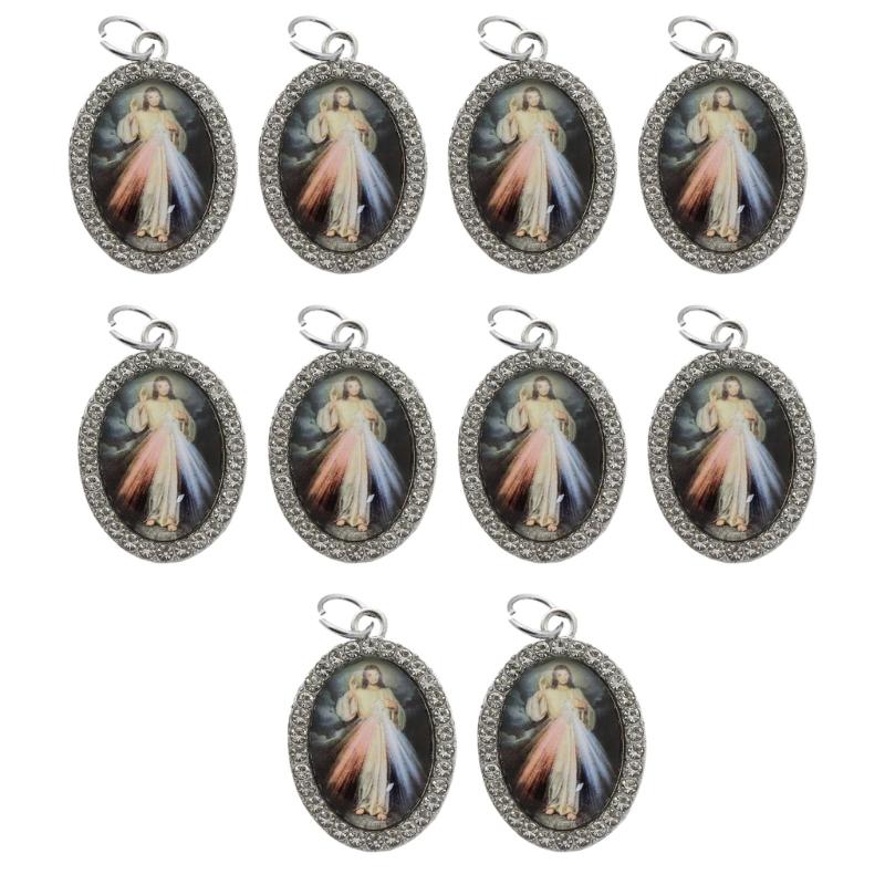 10Pcs Oval Shaped Figure Metal Rhinestones Pendant Charm for Chokers Necklaces Keychains DIY Jewelry Making