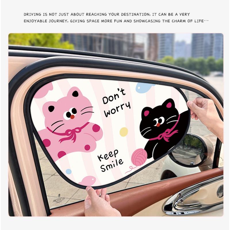 Cartoon Pattern Static Adsorption Car Side Window Curtain Sunscreen Heat Insulation Sun Shade