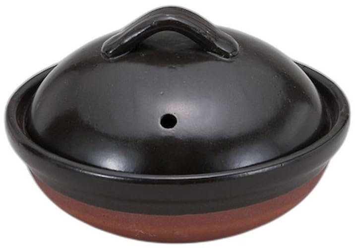 Black Glazed Lidded Pot X X Earthenware Can Be Used On an Open Setomonohonpo 4.5cm [14.5 14.5 9.5cm] Pot, Ceramic, Fire,