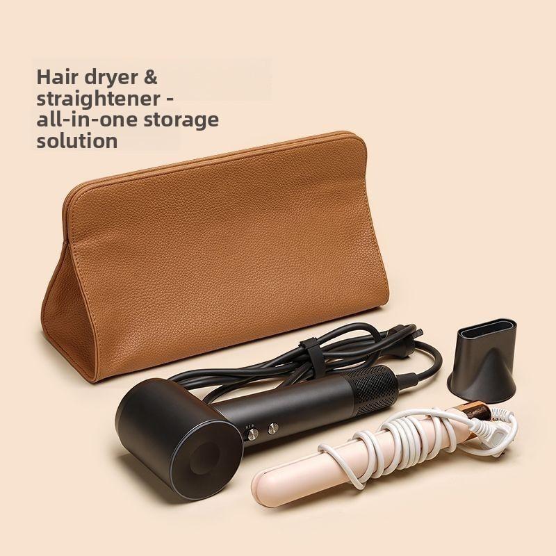 Travel Storage Bag For Mini Fan And Curling Iron Pu Organizer For Home And Office Use