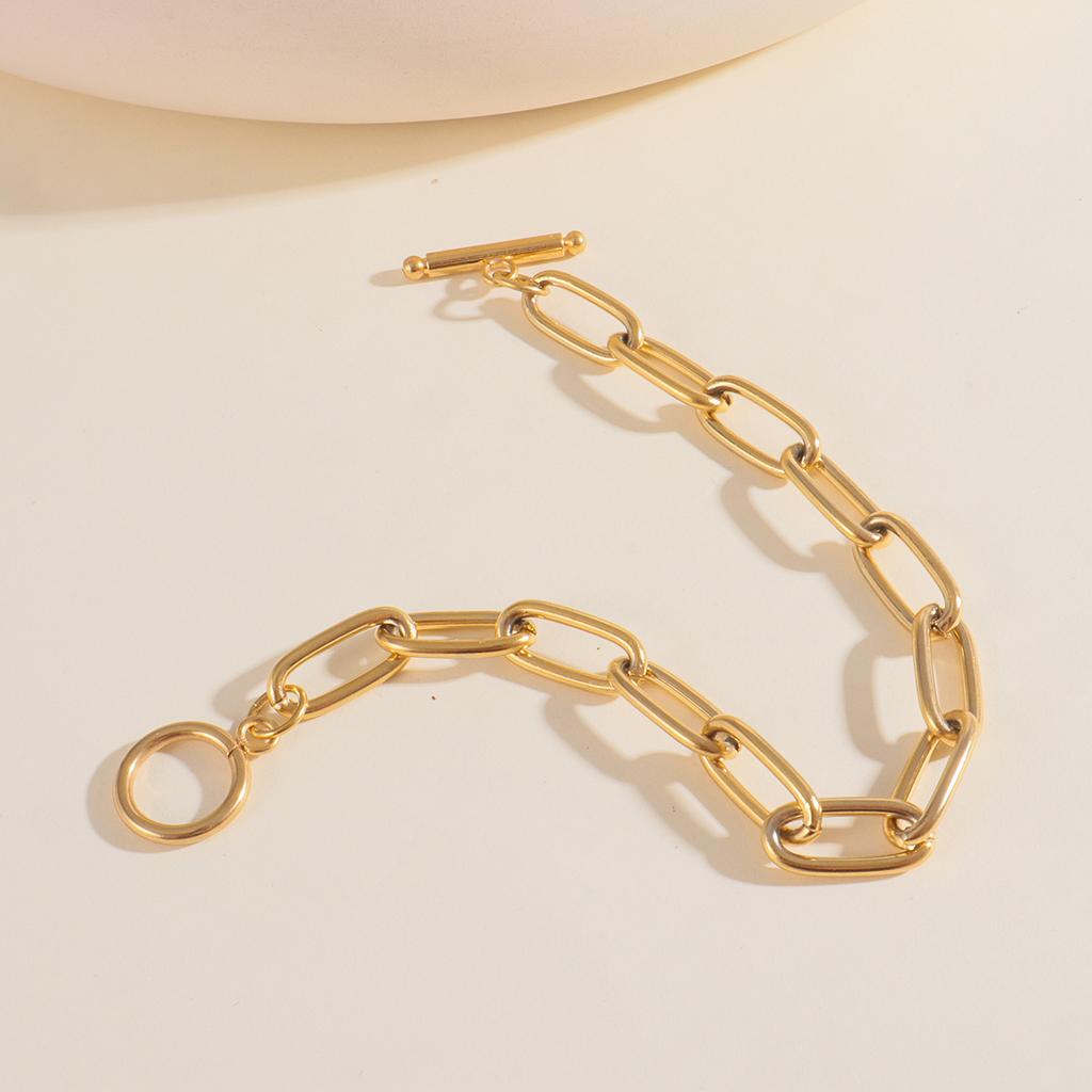Vintage 18K Gold Plated Stainless Steel Cuban Chain Bracelets for Women Charm Bracelets Waterproof Tarnish Free Jewelry