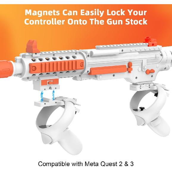 Relohas VR Handle Accessories for Meta Quest 2,3,3S, Gun Stock for Oculus Quest, Weighted Controller Grips, Enhance Realistic FPS Gaming Experience