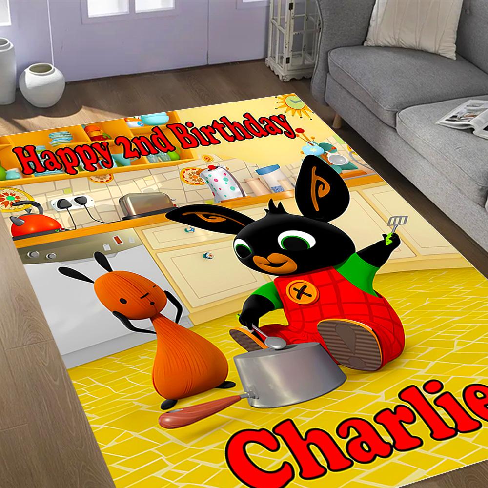 Bing Bunny And Friends Themed Anti-Slip Rugs - Polyester Home Decor, Suitable for Bedrooms, Living Rooms, Doorways, Studios, and Decorations