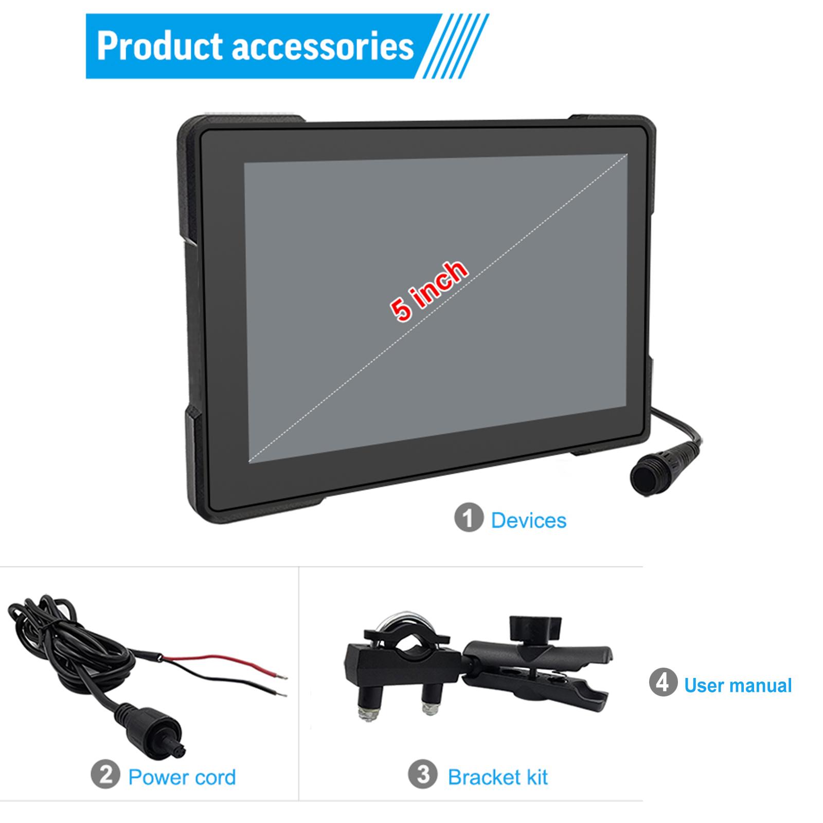 

5-дюймовый мотоцикл CarPlay портативный мото навигатор водонепроницаемый совместимый Bluetooth шлем и гарнитура поддержка CarPlay Android Auto чёрный