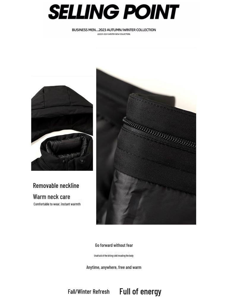 Men's 5-in-1 White Goose Down Jacket with Removable Liner - High-End Winter Outerwear for Middle-Aged Warmth