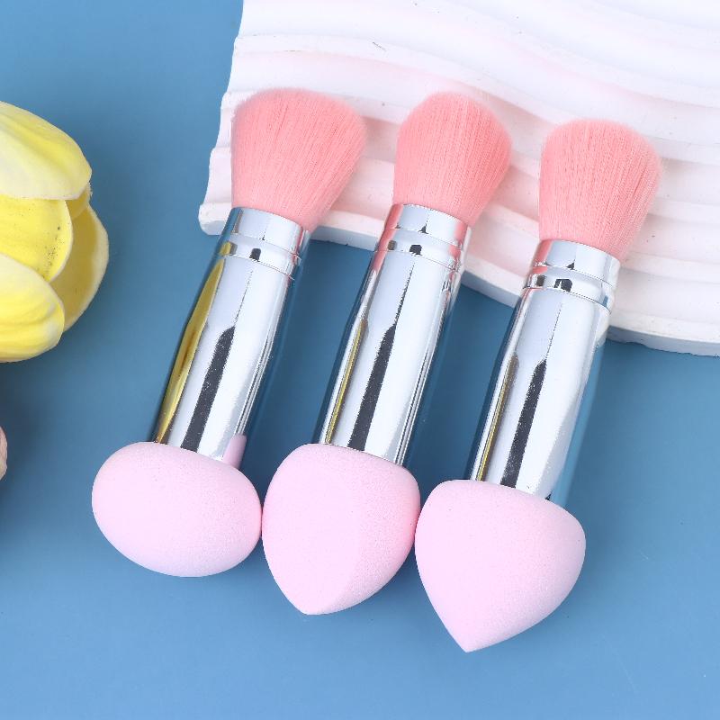 3 Pcs 2 In1 Double-Head Sponge Head Mini Portable Makeup Brush Fluffy Blush Brush Ladies Beauty Tool