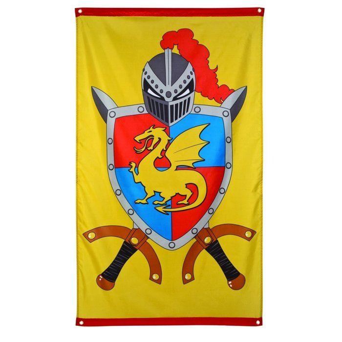 Drapeau - Chevaliers Et Dragons - 90 X 150 Cm - Polyester - Noir - Rectangulaire
