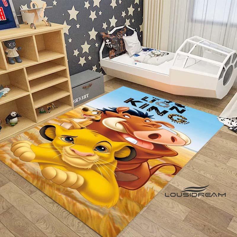 Customizable large Simba Lion King cartoon rug, suitable for living rooms, children's bedrooms, sofas, doormats, and is non-slip