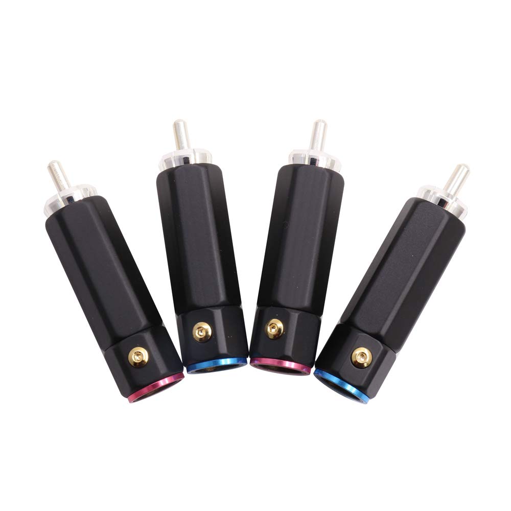 Set of 4 Black Solderless RCA Plugs Silver-Plated