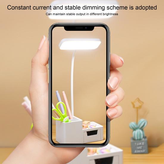 LED Desk Lamp Dimmable Flicker Free Flexible Hose Design Eye Protection High Brightness Illumination Rechargeable 2-in-1 Eye-caring