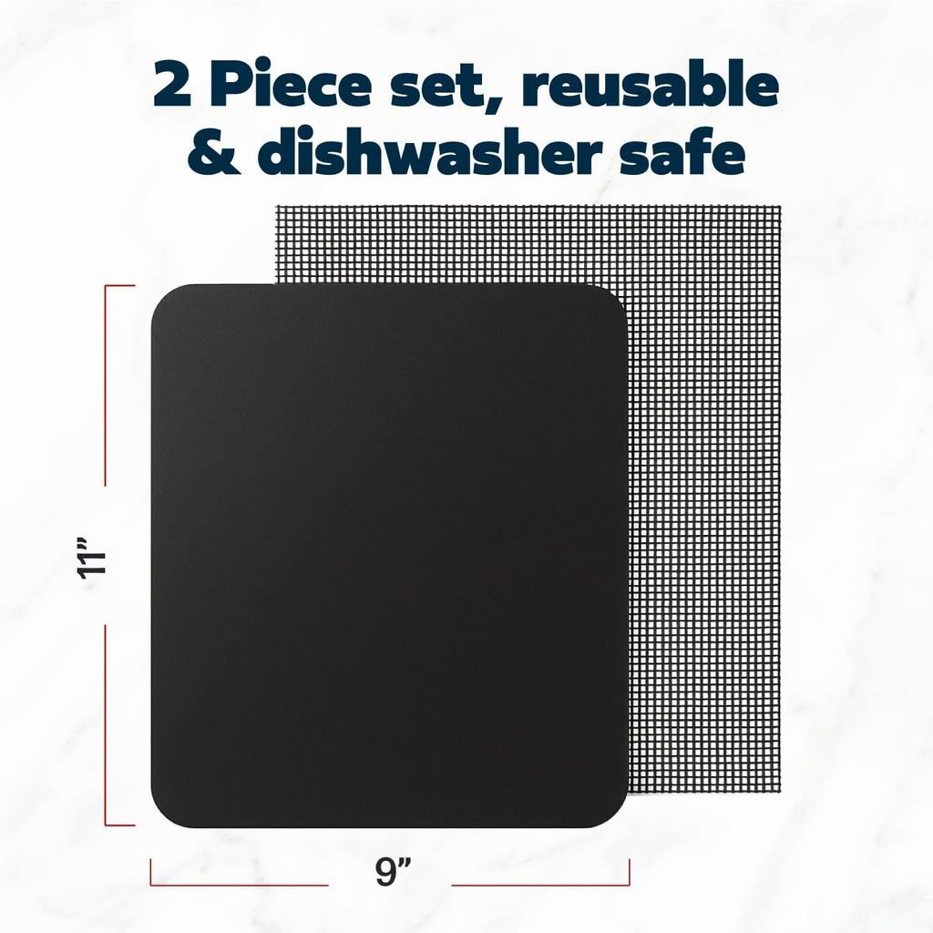 Cooks Innovations Toaster Oven Non Stick Liner & Crisper Set - Get Crispy Food Every Time - Easy Clean Up - Premium Crisping Sheet with Nonstick Oven