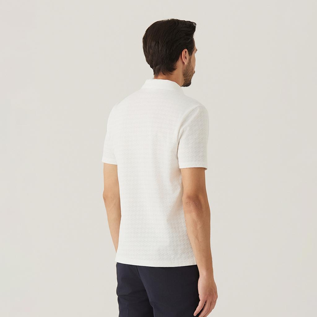 FERRAROMILANO Houndstooth Jqd Collared T-Shirt White (Am0Ftty25331)