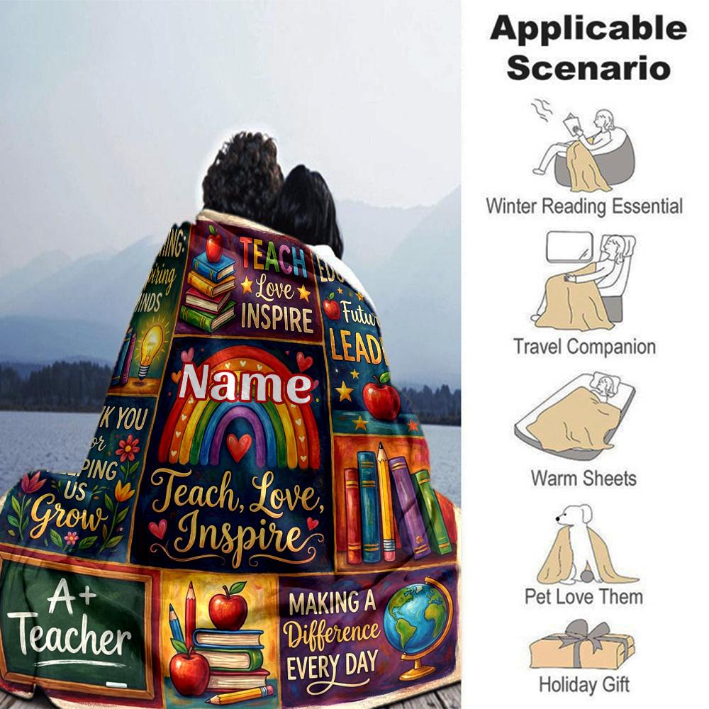 Teaching Love Inspire Home Blanket Customize Your Names Comfortable Soft Lightweight Allseason Multipurpose Blanket For Picnics Sofas Offices Beds