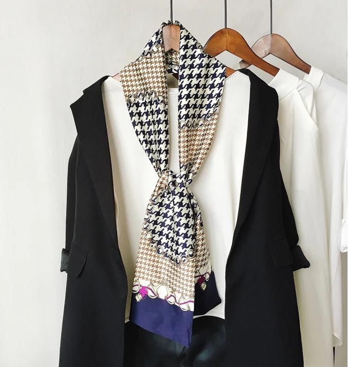 Choice Long Small Women Silk Scarf Tie Decorated Professional Neck Cover Multi-functional Tin Spring Travel Ladies Neckerchiefs