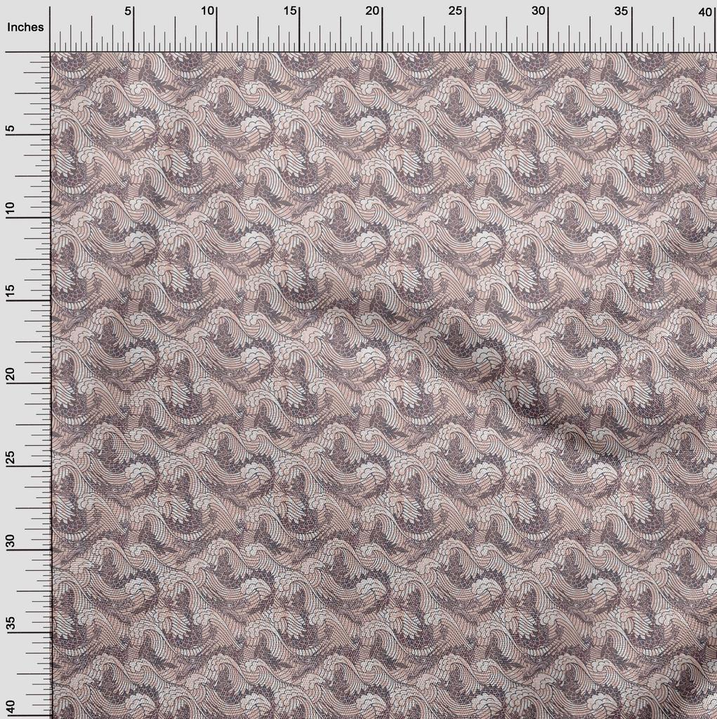 oneOone Cotton Flex Dusty Brown Fabric Asian Japanese Wave Sewing Craft Projects Fabric Prints By Yard 40 Inch