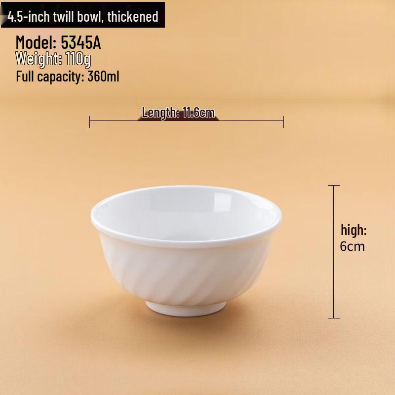 ZISIZ Thickened Melamine Slanted Pattern Noodle Bowls - Set of 10