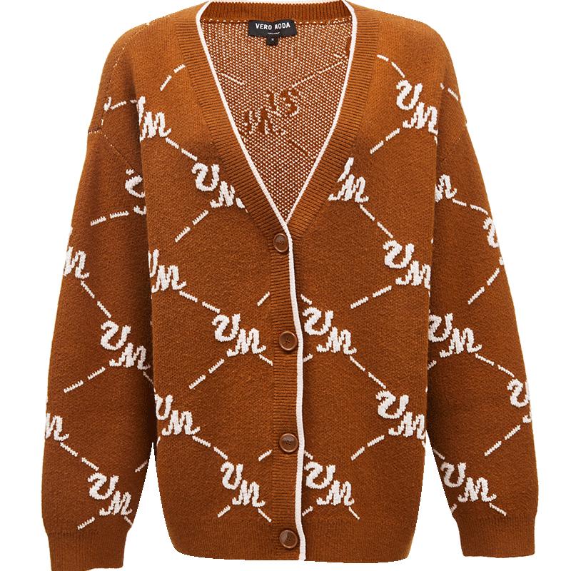 VEROMODA Women's V-Neck Letter Jacquard Knit Sweater