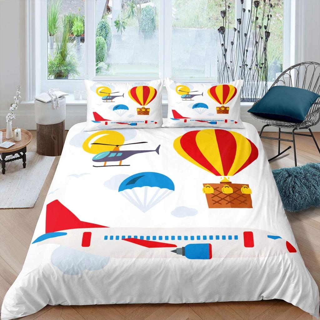 Flygplan Påslakanset Himmel Moln Polyester Täcke Överdrag För Barn Tonåringar Vuxna Sängkläder Set King Queen Storlek Med Örngott