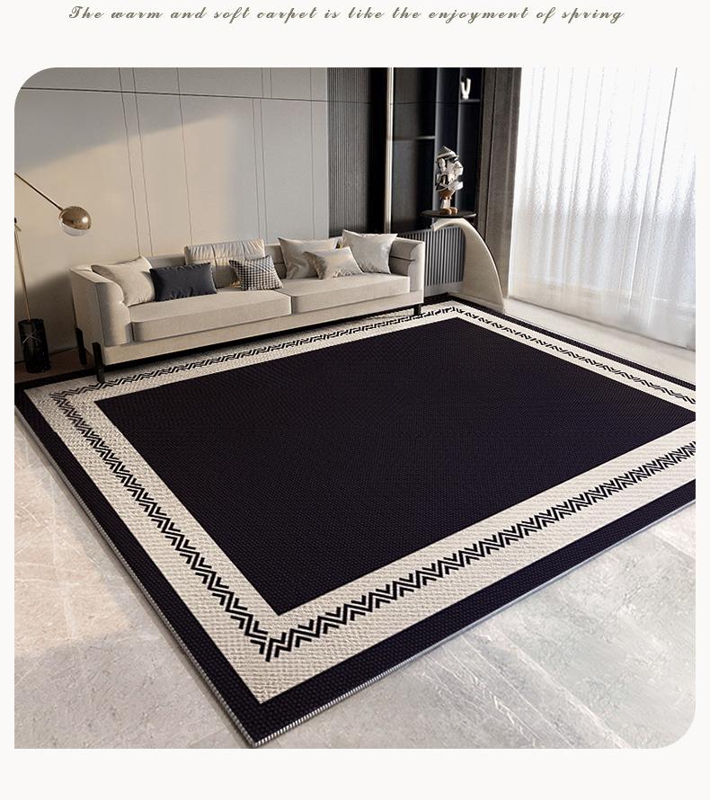 New Stylish Minimalist Design White and Black Floor Area Rug Low Price Rug and Carpet Modern Antiskid Carpets for Living Room