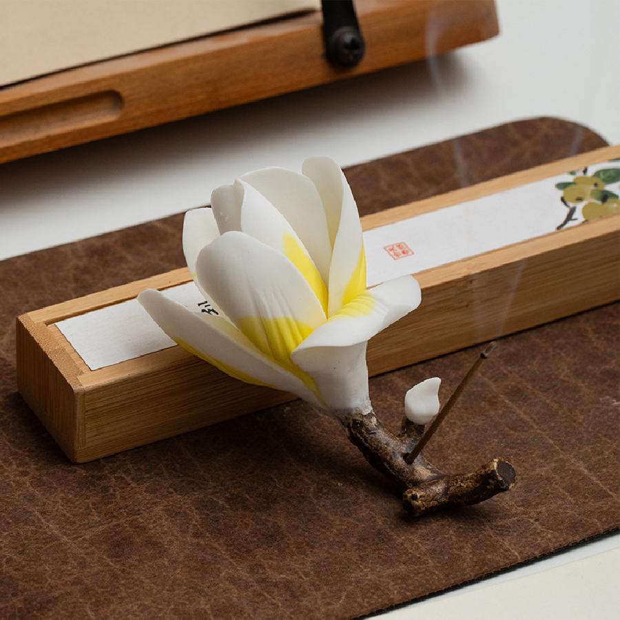 Jade Orchid Handmade Ceramic Decorative Ornament, Incense Insertion Table, Entrance, Agarwood Incense Burner, Incense Holder