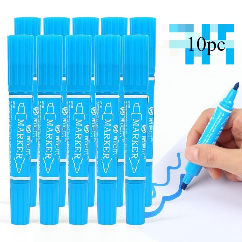 10pcs/set Twin Tip Colored Permanent Art Markers Pens Fine Point Waterproof Oily Black Ink Sketchbook Painting School Supplies