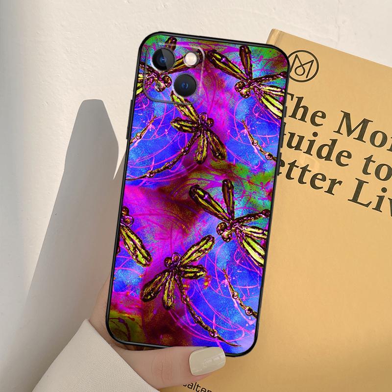 Luxury Dragonfly Phone Case For iPhone 17 16 14 13 12 11 15 Pro Max Mini XR 16e 15 16 Plus 17 Air Full Cover