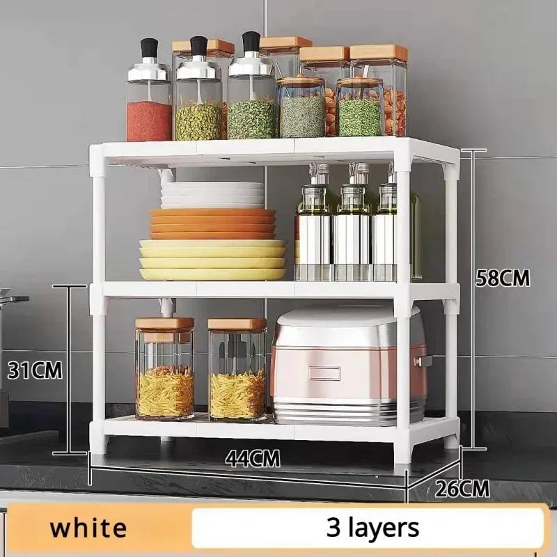 2/3/4-Tier Organizer Rack Seasoning Shelf Organizer For Home Bathroom Storages Racks Kitchen Oven Microwave Pot Storage Shelf