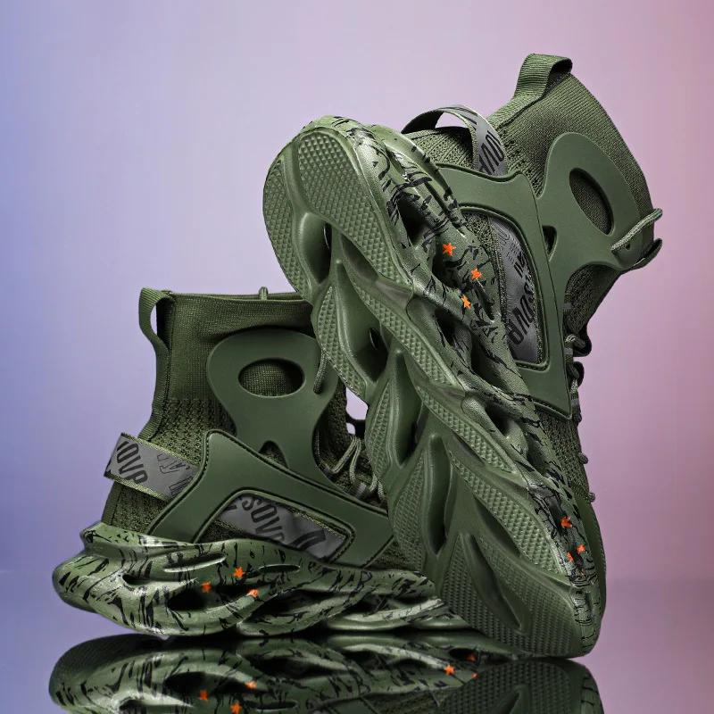 New Exquisite Men's Sneakers High Top Trend Versatile Casual Shoes Mesh Breathable Lightweight Sports Running Shoes