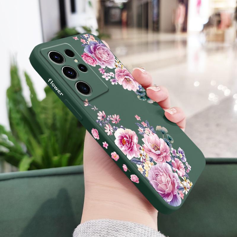 

Satin Brocade Phone Case For Samsung Galaxy S26 Plus Ultra Silicone Cover Galaxy S26 Ultra темно-зелений колір